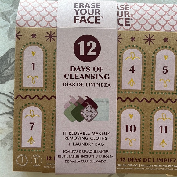 Erase Your Face 12 Days of Cleansing Reusable Makeup Removing Cloths Set NEW - Picture 3 of 15